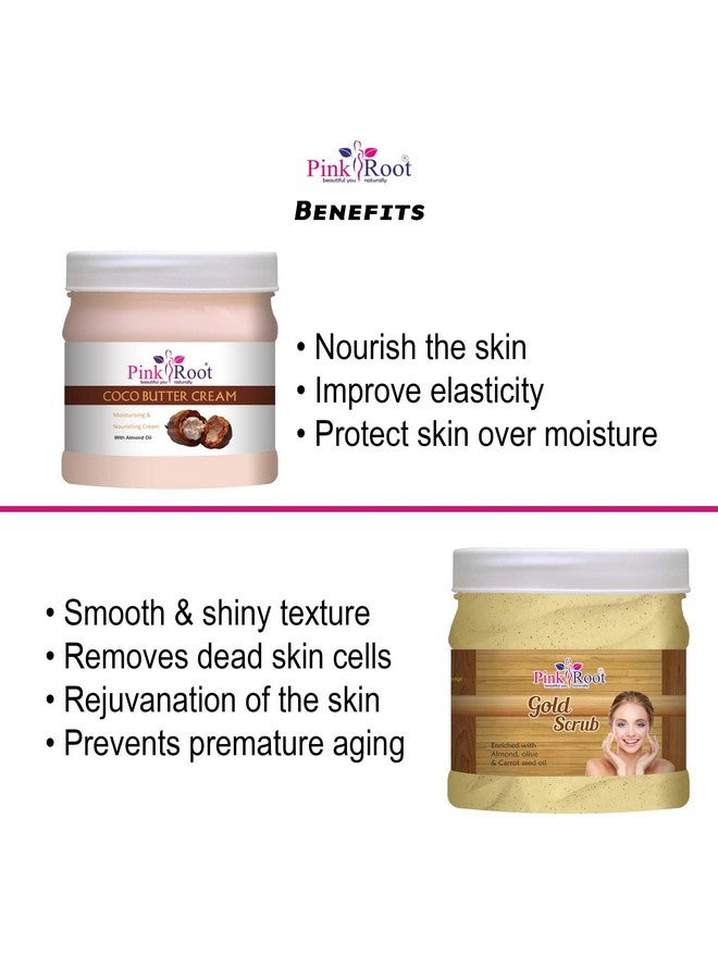 Pink Root Gold Scrub 500gm with Cocoa Butter Cream 500gm - Image 5