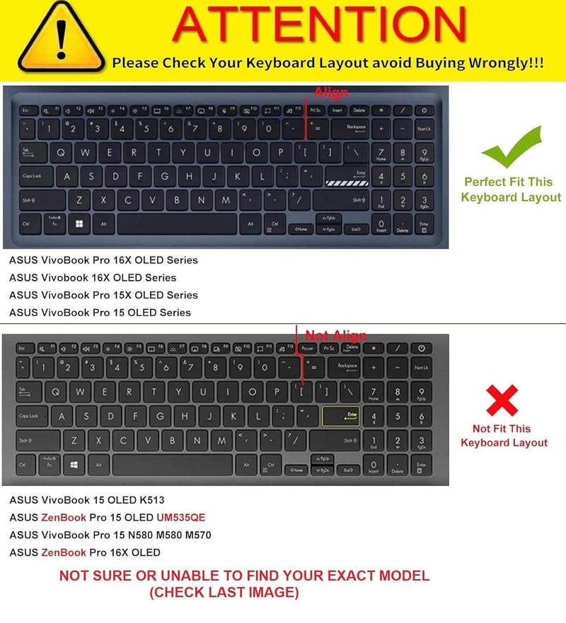 Saco غطاء واقي للوحة مفاتيح اللابتوب متوافق مع ASUS Vivobook 16X (2022) M1603QA-MB742WS | M1603QA-MB512WS | M1603QA-MB711WS | M1603QA-MB712WS - شفاف - Image 2