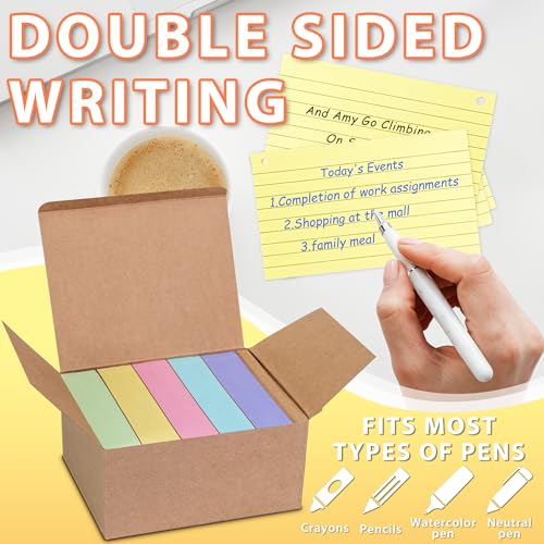 ANSTEEP 500PCS Colored Index Cards, 3x5 Inches Flash Cards with Ring, Lined on Both Side Notecards Ruled Study Card Flashcards Heavy Note Cards for Studying, Learning, School, College - Image 4