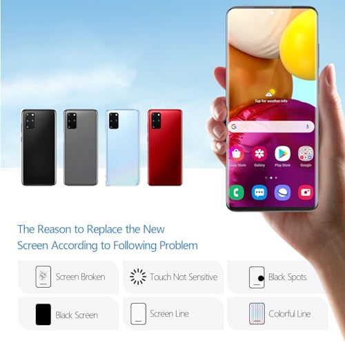YWLRONG شاشة OLED لجهاز سامسونج جالاكسي S20 بلس 5G G986 بديل شاشة لجهاز سامسونج جالاكسي S20 بلس G985 شاشة LCD تعمل باللمس مجموعة استبدال مع أدوات (مع بصمة الإصبع، إطار أسود) - Image 2
