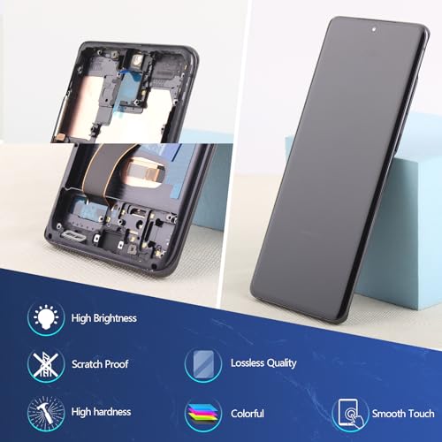 YWLRONG شاشة OLED لجهاز سامسونج جالاكسي S20 بلس 5G G986 بديل شاشة لجهاز سامسونج جالاكسي S20 بلس G985 شاشة LCD تعمل باللمس مجموعة استبدال مع أدوات (مع بصمة الإصبع، إطار أسود) - Image 4