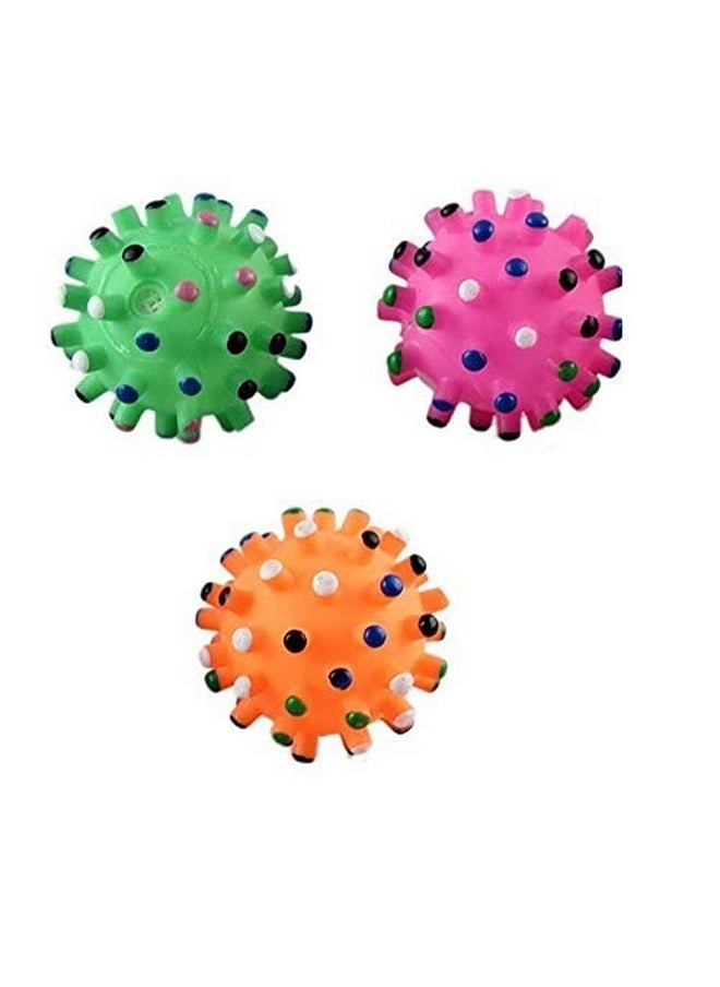PET Combo Of 4 Soft Latex Rubber Interactive Squeaky Toys For Small Puppy- Rugby Ball, Hot Dog, Pimple Ball, Small Chicken  - Image 4