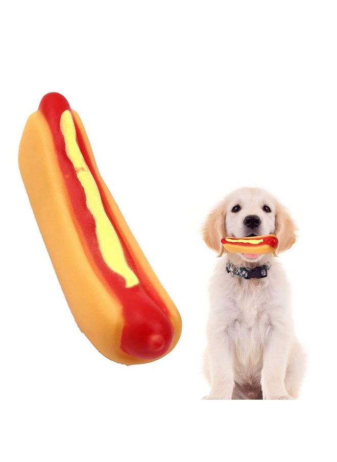 PET Combo Of 4 Soft Latex Rubber Interactive Squeaky Toys For Small Puppy- Rugby Ball, Hot Dog, Pimple Ball, Small Chicken  - Image 3