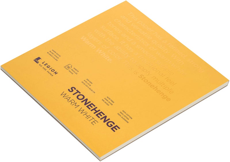 Stonehenge 100% Cotton Medium Weight Pad, Warm White, 8 x 8 inches, 250gsm, 15 Sheets for Dry Media - Image 5