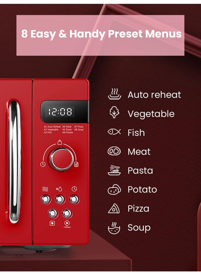 Comfee' COMFEE' Microwave Oven Retro Vintage 20L 800W with 8 Automatic Menus, 5 Power Levels, Elegant Design, Easy to Use, Compact Size -Passionate Red  - Image 3