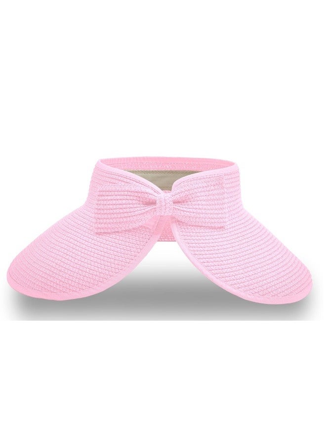NIBEMINENT Sun Hats for Women Wide Brim Beach Hat Straw Visor Ponytail Summer UV Packable Foldable Beach Vacation Essentials  - Image 1