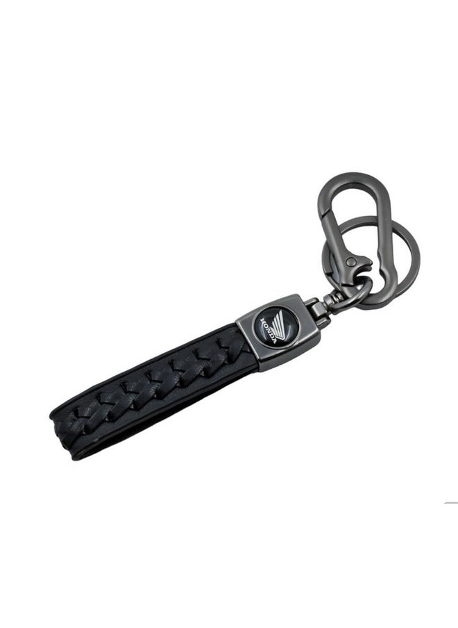 TechPro Rope Stylish Long Leather Metal & Leather Finish Keyring, Keychain, Key Organiser With Hook For Gift Men & Women-Black  - Image 4