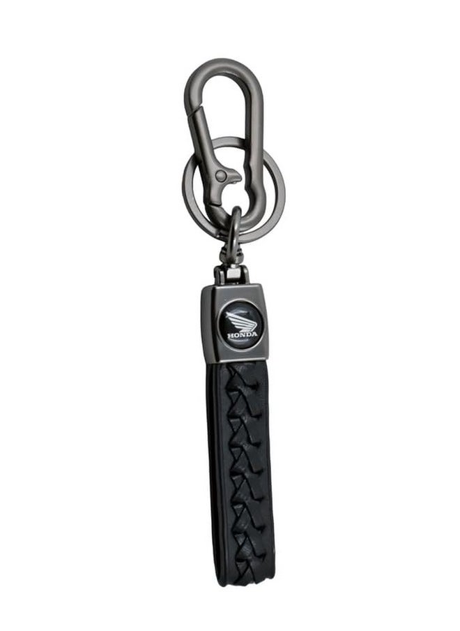 TechPro Rope Stylish Long Leather Metal & Leather Finish Keyring, Keychain, Key Organiser With Hook For Gift Men & Women-Black  - Image 1