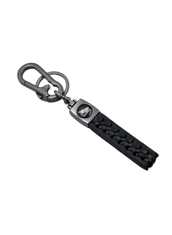 TechPro Rope Stylish Long Leather Metal & Leather Finish Keyring, Keychain, Key Organiser With Hook For Gift Men & Women-Black  - Image 5