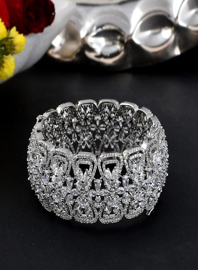 VOYLLA Sparkling Elegance Royal Cutwork Cz Studded Bangles - Image 2