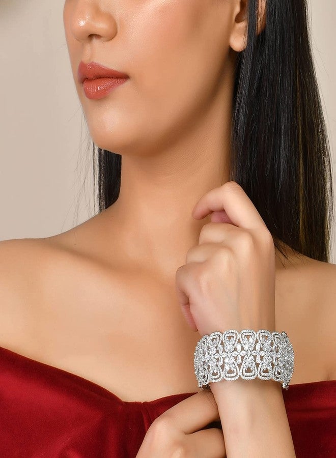 VOYLLA Sparkling Elegance Royal Cutwork Cz Studded Bangles - Image 3