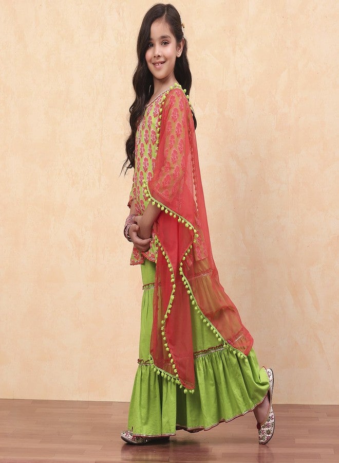 BIBA Girl's Cotton Salwar Suit Sets (KW4991EAW24GREEN - Image 2