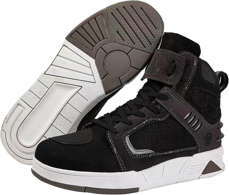 Bofucn Motorcycle Leather Boots - Black/Grey, Unisex, Size 11 Men/12.5 Women - Image 1