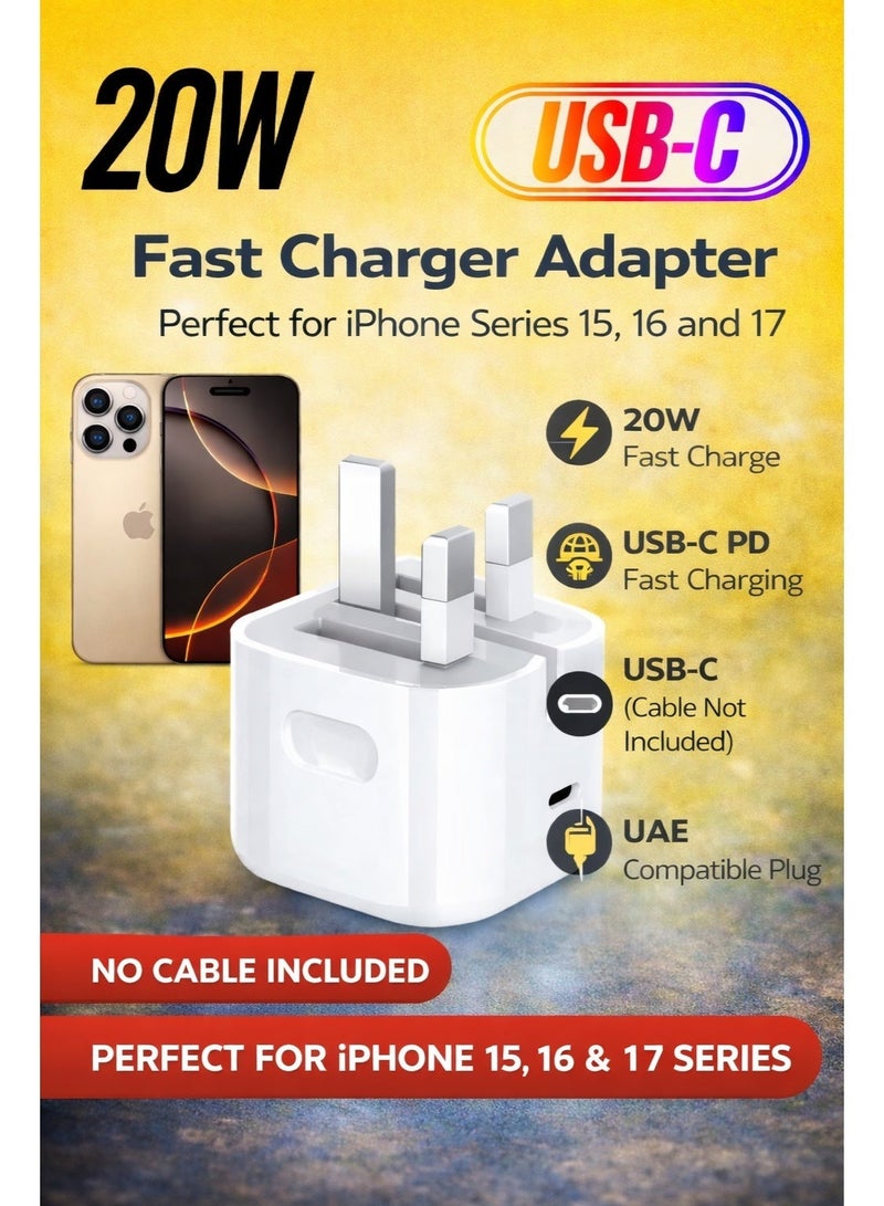 جون بولز شاحن سريع 20 واط لأجهزة آيفون | شاحن جداري سريع بمنفذ USB-C متوافق مع أجهزة آيفون 15/14/14 برو/14 برو ماكس/13/12/SE2020/11/XR/XS ماكس/X/آيباد - Image 2