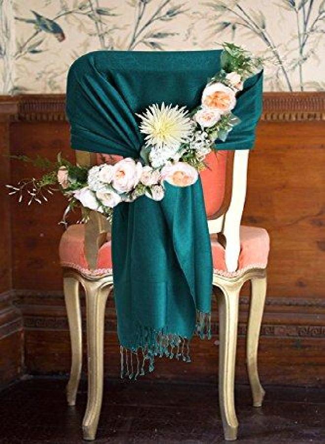 Sakkas 70" x 28" Paisley Self-Design Shawl/Wrap/Stole - Sea Green - Image 3