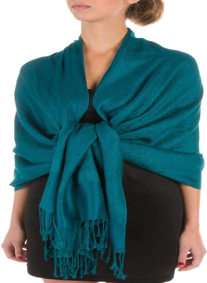Sakkas 70" x 28" Paisley Self-Design Shawl/Wrap/Stole - Sea Green - Image 1