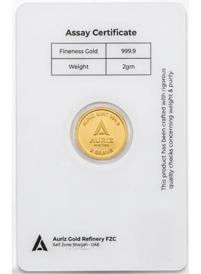 AURIZ MINTING Rizan Jewellery Auriz Minting 2Gm 24K Gold Coin Maple Leaf Design - Image 2