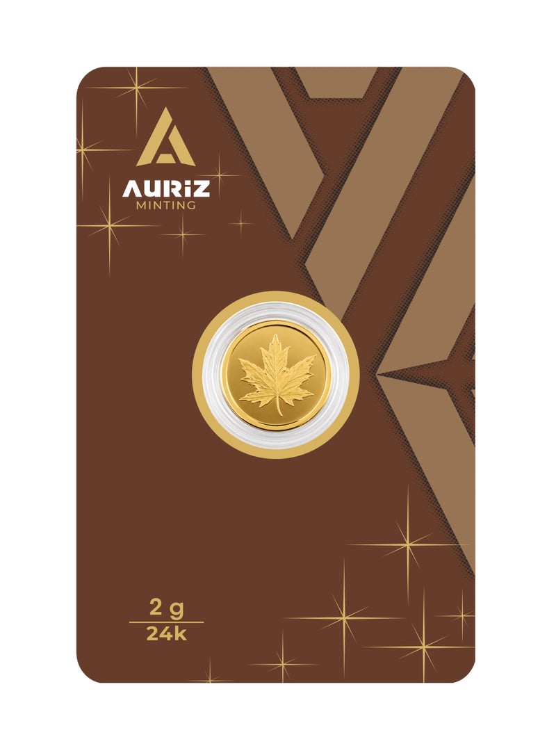 AURIZ MINTING Rizan Jewellery Auriz Minting 2Gm 24K Gold Coin Maple Leaf Design - Image 1