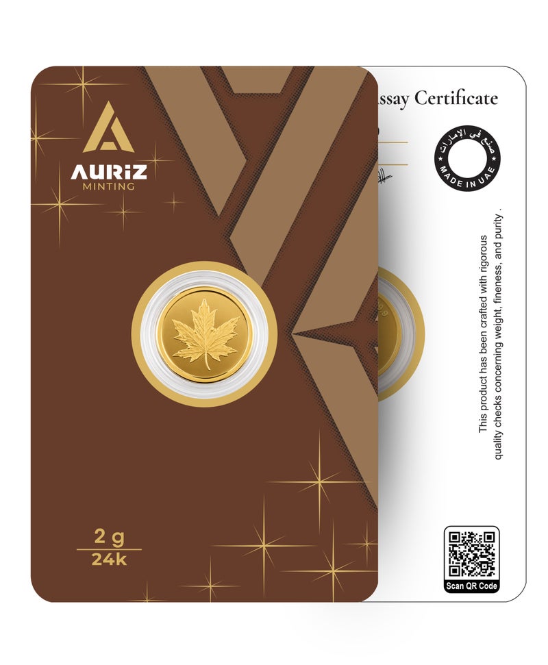 AURIZ MINTING Rizan Jewellery Auriz Minting 2Gm 24K Gold Coin Maple Leaf Design - Image 5