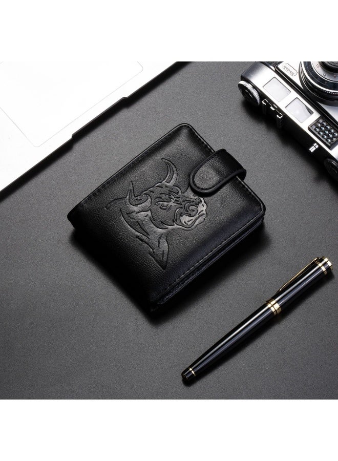 New Men’s Luxury Bifold Wallet – Horizontal Large Capacity Business Card Holder Wallet with Coin Pocket, Multi-Card Slots & Snap Closure
