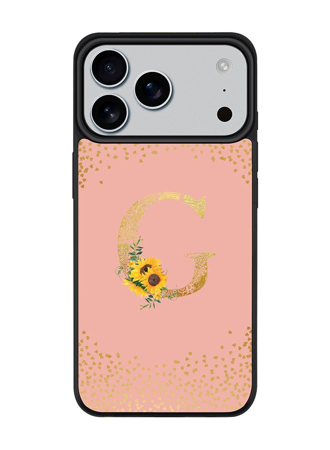 Stylizedd iPhone 17 Pro Max Case, [Compatible with MagSafe] Slim Magnetic cover Phone Case iPhone 17 Pro Max -Custom Floral Monogram - G  (Rose Pink ) - Image 1