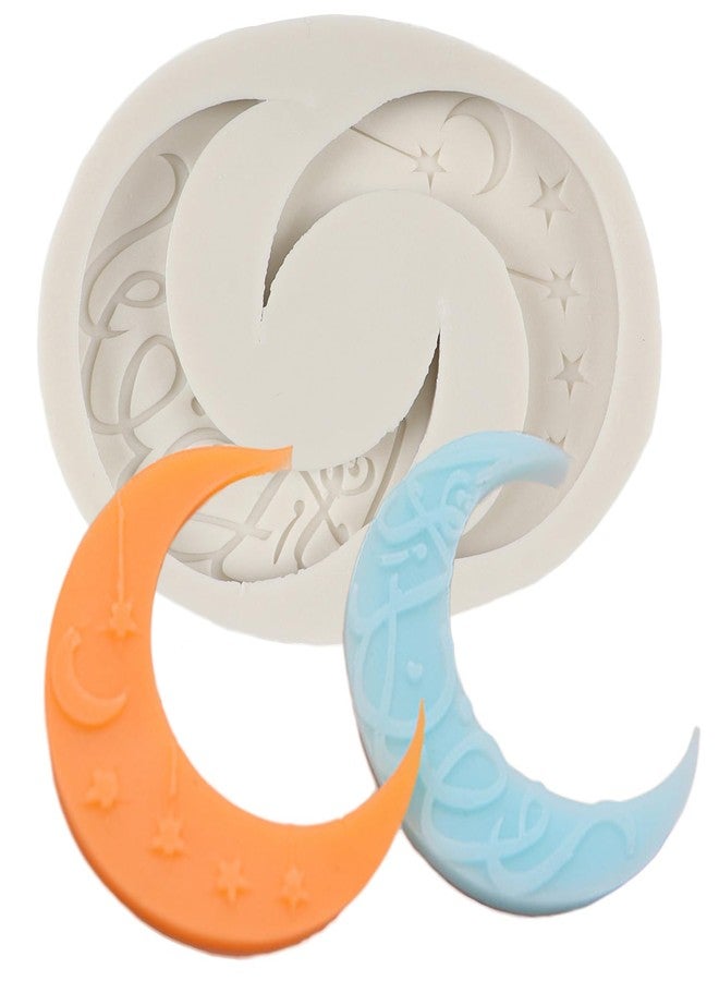 QDMOLDS قوالب سيليكون على شكل قمر ونجمة من QDMOLDS لتزيين الكيك والكب كيك والحلوى والشوكولاتة والراتنج ومعجون السكر والطين البوليمري - Image 1