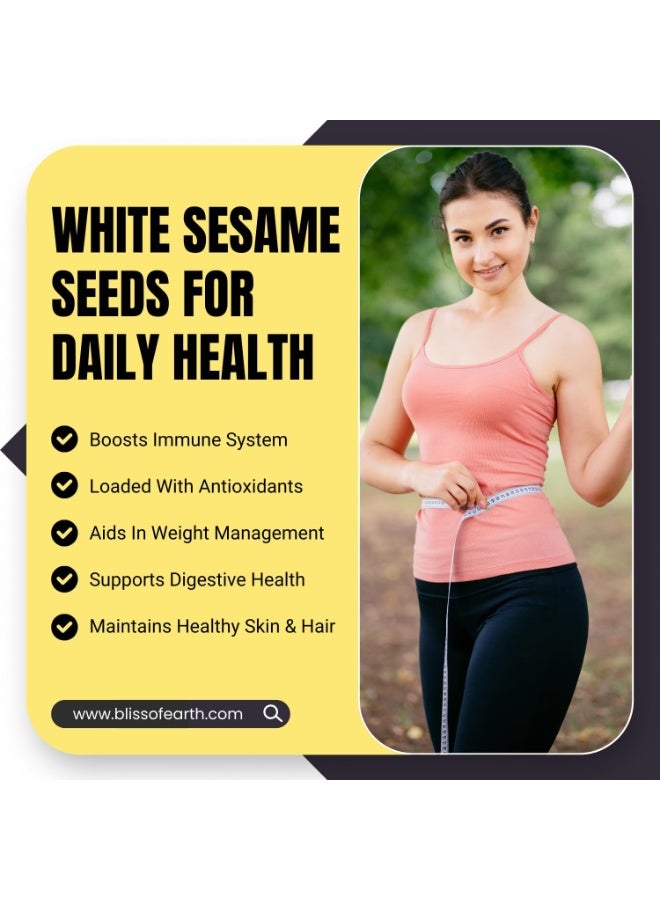 Bliss of Earth White Sesame Seeds 200g | Premium Hulled Sesame Seeds | Raw Natural Edible Seeds for Cooking Baking Tahini | Rich in Calcium Protein Fiber | Vegan Gluten Free Superfood - Image 4
