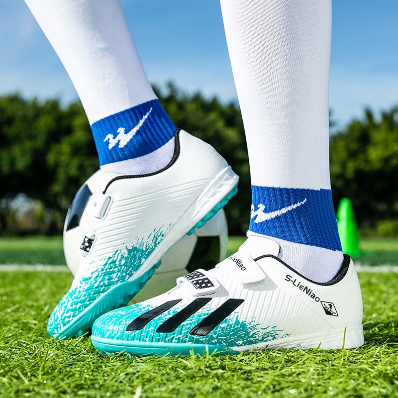Children'S Velcro Football Shoes Men'S And Women'S Broken Nails Primary School Students Teenagers Artificial Indoor Game Training Shoes - Image 3