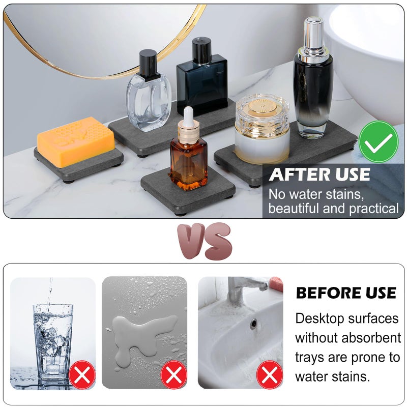 Lyxel 4Pcs Water Absorbing Stone Tray For Sink  Fast Drying Stone Sink Tray  Water Absorbent Diatomite Tray  Stone Soap Tray  Diatomaceous Coaster  Stone Drying Trays For Bathroom Sink And Kitchen Counter - Image 5
