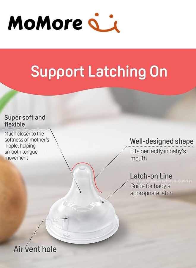 Momore Pack Of 3 Wide-Necked Feeding Bottle Nipple 3 Months+, For Pigeon Bottle  - Image 5