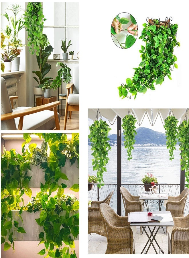 وهاواي 3 pcs  Artificial Hanging Ivy Vine Plants Fake Hanging Plant Faux Greenary Vine Outdoor UV Resistant Plastic Plants for Wall, Wedding Party Decor Green No Baskets - Image 4