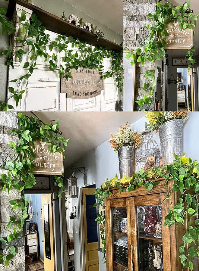 وهاواي 3 pcs  Artificial Hanging Ivy Vine Plants Fake Hanging Plant Faux Greenary Vine Outdoor UV Resistant Plastic Plants for Wall, Wedding Party Decor Green No Baskets - Image 5