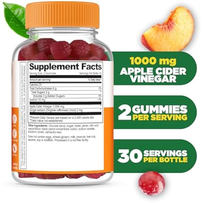 Lifeable Apple Cider Vinegar Gummies with Mother | 1000 mg | Advanced ACV for Detox & Cleansing, Supports Metabolism, Digestion, & Energy | 60 Gummies for Weight Loss and Belly Fat - Image 2