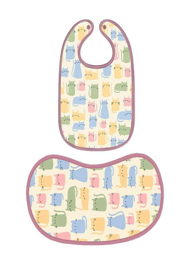 Happy Matty مرايل وأغطية تجشؤ للأطفال من هابي ماتي، سريعة الجفاف وقابلة للغسل، متعددة الألوان، مناسبة للأطفال من عمر 0-3 سنوات (كبيرة) (قطة) - Image 1