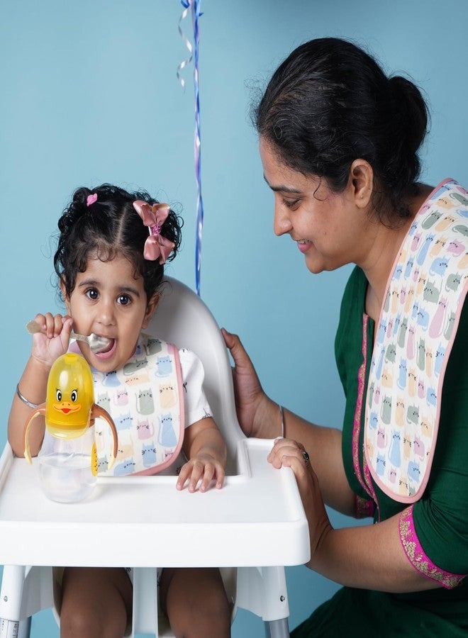 Happy Matty مرايل وأغطية تجشؤ للأطفال من هابي ماتي، سريعة الجفاف وقابلة للغسل، متعددة الألوان، مناسبة للأطفال من عمر 0-3 سنوات (كبيرة) (قطة) - Image 2