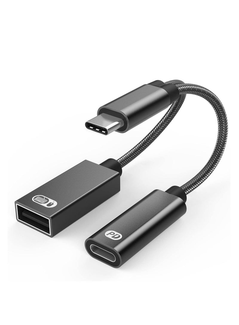 SYOSI USB C to USB Adapter OTG and Charger Cable, 2 in 1 USB-C Splitter with PD 60W Fast Charging Type C OTG and USB A Female Port Compatible for Chromecast Google TV, iPad Pro  - Image 1