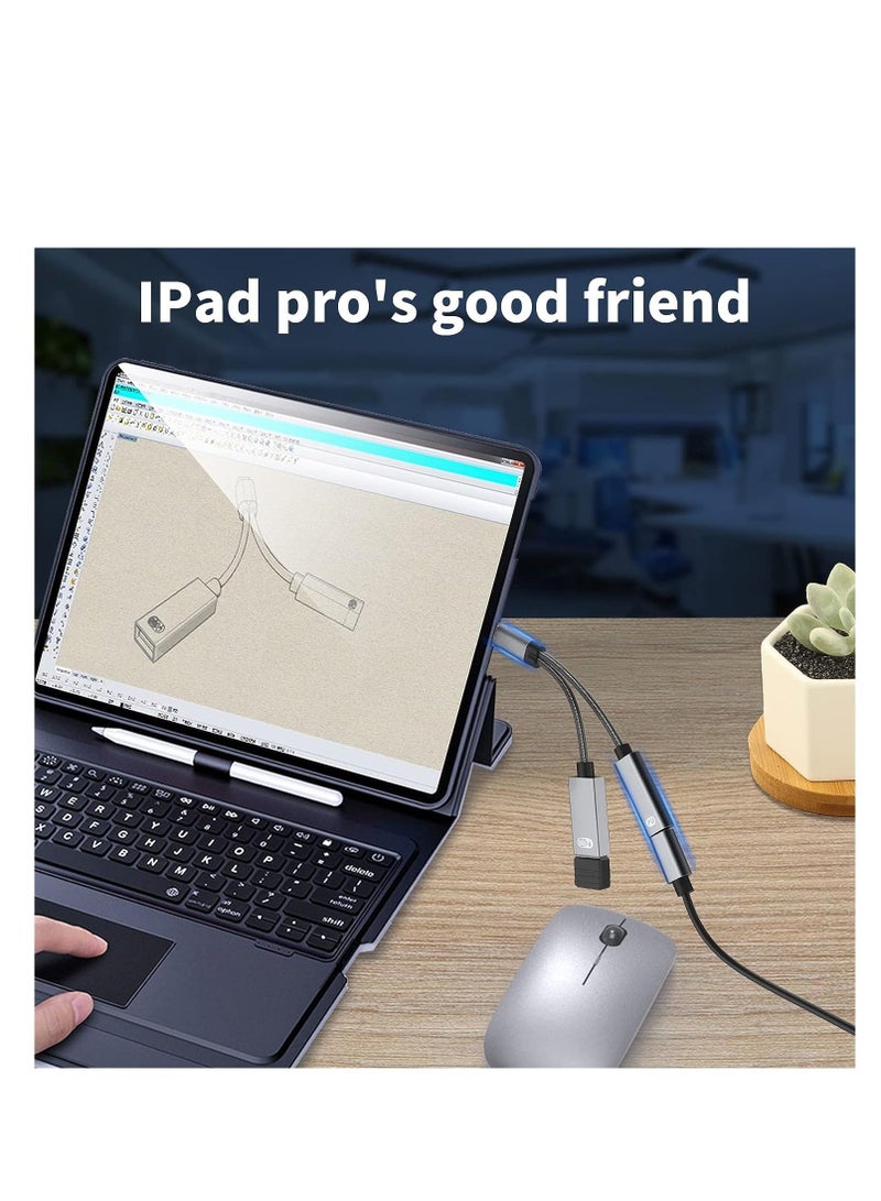 SYOSI USB C to USB Adapter OTG and Charger Cable, 2 in 1 USB-C Splitter with PD 60W Fast Charging Type C OTG and USB A Female Port Compatible for Chromecast Google TV, iPad Pro  - Image 3