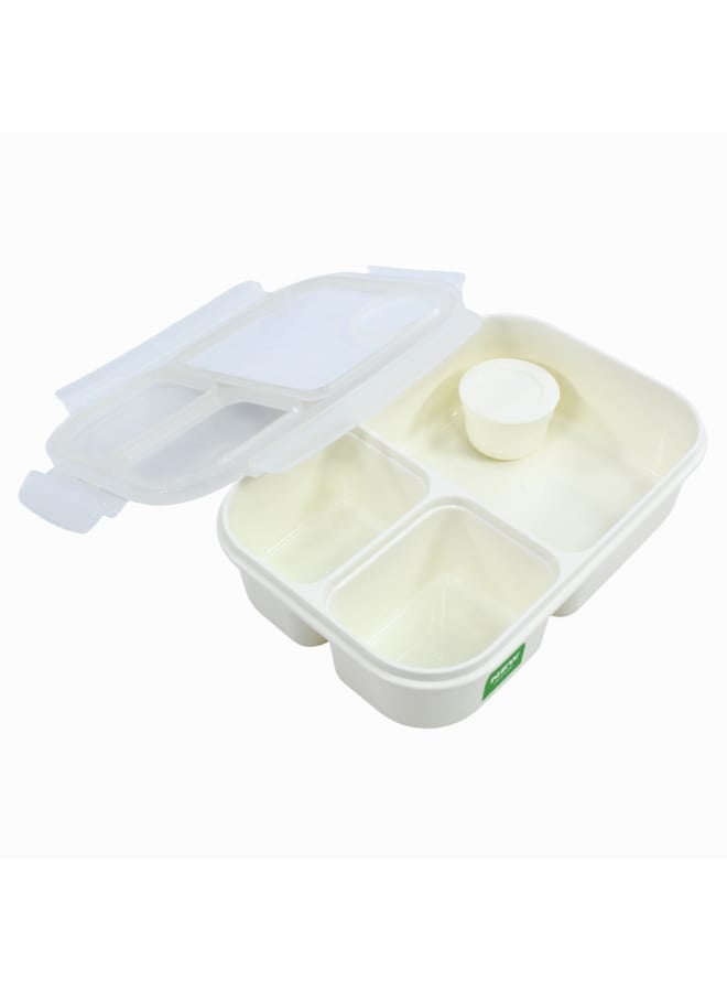 LOCK & LOCK Divided Lunch Box – 980ml & White - Image 2