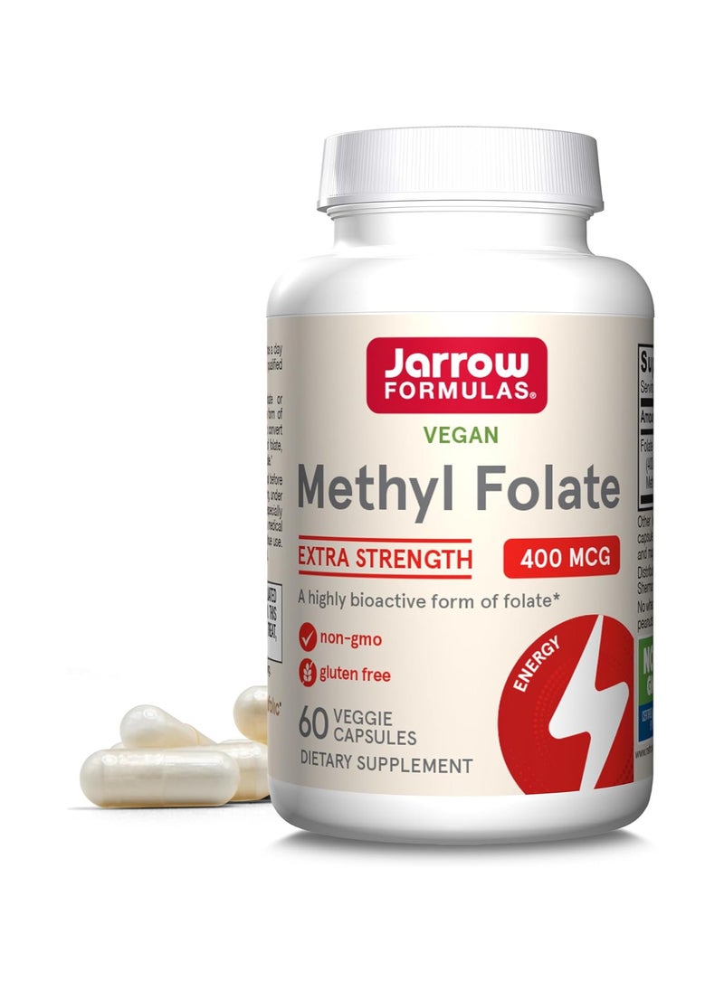 jarrow formulas Methyl Folate Extra Strength 400 mcg 60 Veggie Capsules  - Image 1