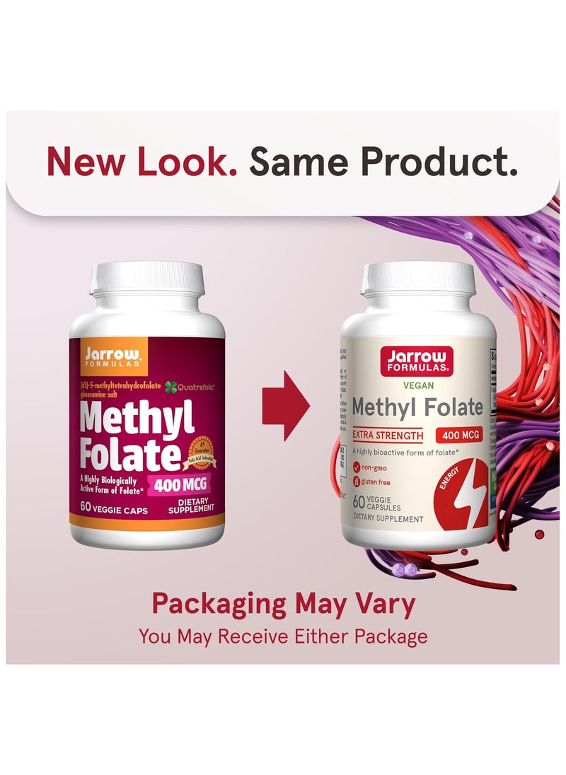 jarrow formulas Methyl Folate Extra Strength 400 mcg 60 Veggie Capsules  - Image 2