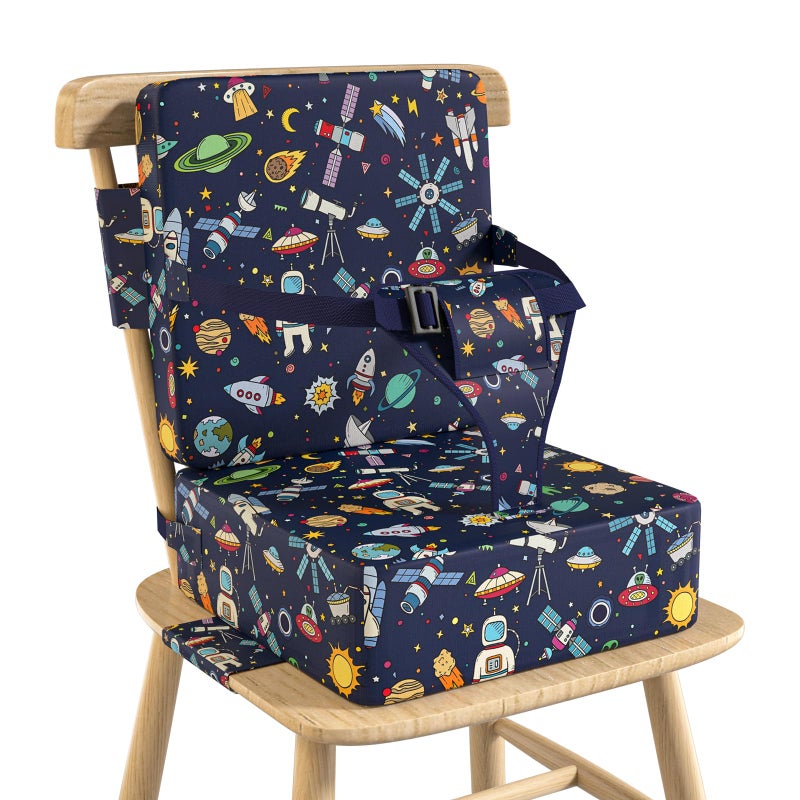 Vahlbeste Booster Seat for Kitchen Chair with Backrest & 4 Adjustable Straps, Portable TPU Waterproof & Anti-Scratch Toddler Booster Seat for Dining Table, Non-Slip & Removable - Image 1
