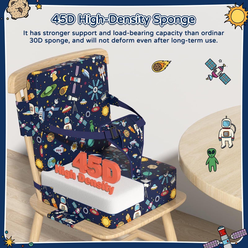 Vahlbeste Booster Seat for Kitchen Chair with Backrest & 4 Adjustable Straps, Portable TPU Waterproof & Anti-Scratch Toddler Booster Seat for Dining Table, Non-Slip & Removable - Image 2