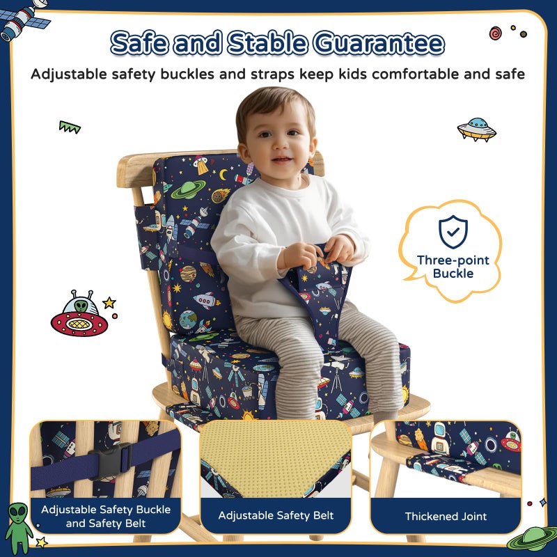 Vahlbeste Booster Seat for Kitchen Chair with Backrest & 4 Adjustable Straps, Portable TPU Waterproof & Anti-Scratch Toddler Booster Seat for Dining Table, Non-Slip & Removable - Image 4