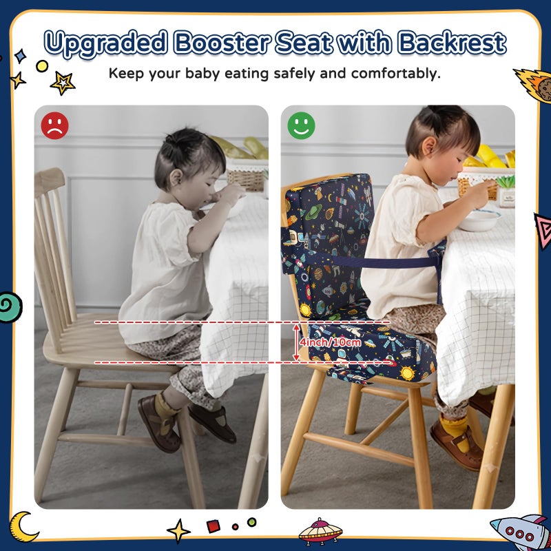 Vahlbeste Booster Seat for Kitchen Chair with Backrest & 4 Adjustable Straps, Portable TPU Waterproof & Anti-Scratch Toddler Booster Seat for Dining Table, Non-Slip & Removable - Image 3