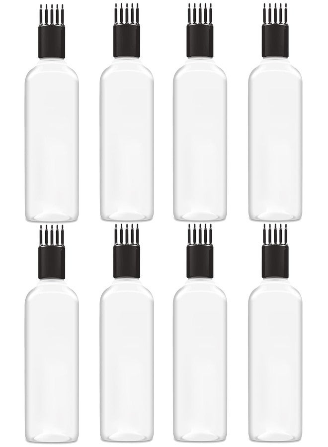 MADHYA Hair Root Comb Applicator Bottle For Applying Hair Oil Shampoo and Medicine, Reusable Oil Applicator Bottle For Scalp, 100ml Transparent Applicator Hair Root Bottle, Black Comb, Pack of 8 - Image 1