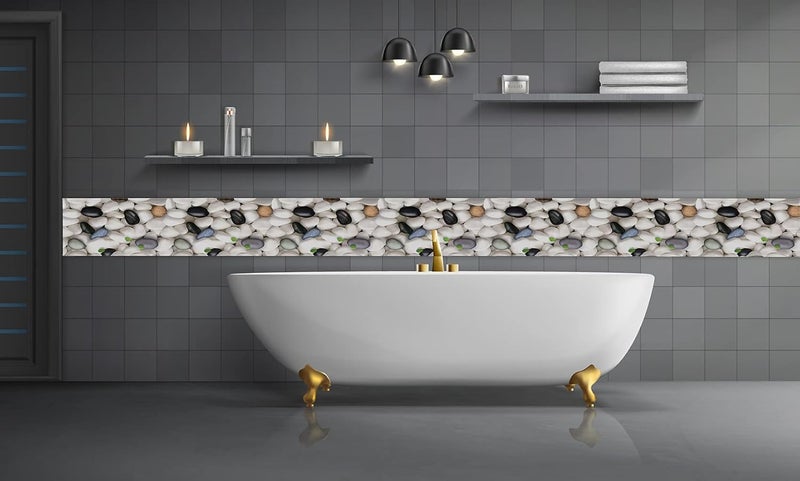 INFINITY INTERIORS Self Adhesive Wall Tile Stickers for Home Living Room Bedroom Kitchen Stylish Walls Floor, Vinyl Oil Proof & Waterproof(Wide 6 in, Length 48 Inches 3 Strip.. (Design04) - Image 3