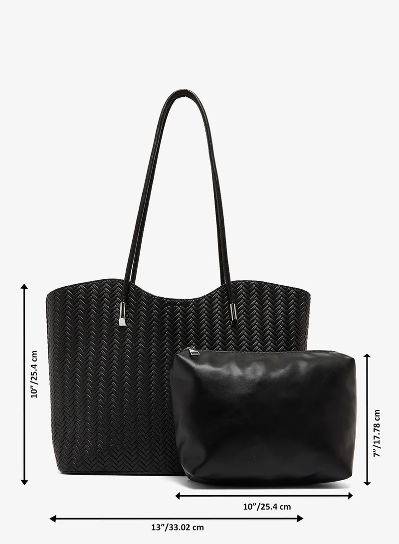 ايلا حقيبة يد من الرافييا بنقشة