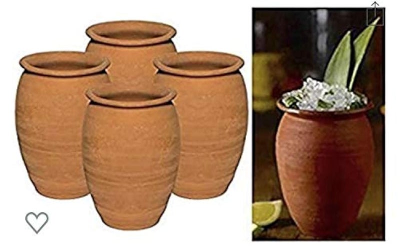 always quality always quality Made in Mexico Authentic Mexican Cantaritos Jarritos de Barro for Hot or Cold Beverages Drinks Natural Clay Mugs Cups Set of 4 