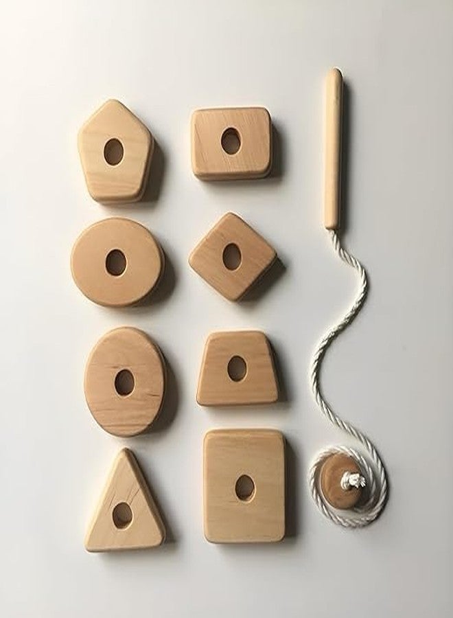 Keebori Wooden Lacing Toy for Toddlers - Montessori Threading Game & Fine Motor Skills Puzzle - Educational Travel Activity for Boys & Girls (Geometric) - Image 2
