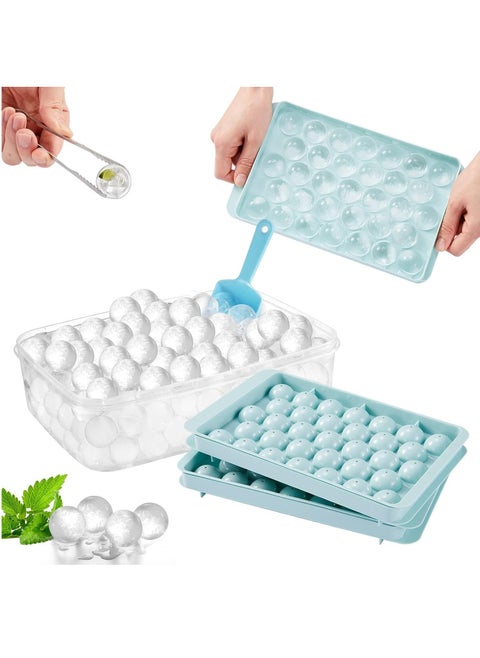 Round Ice Cube Tray with Lid Ice Ball Maker Mold for Freezer with Container Mini Circle Ice Cube Tray Making Sphere Ice Chilling Soda Pop Tea Coffee